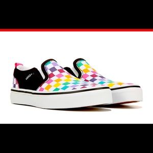 Kids Asher Slip On Rainbow Checkered Vans size 2